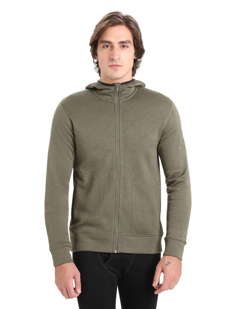 Kurtka Icebreaker RealFleece® Merino Elemental Long Sleeve Zip Hood Męskie Oliwkowe | PL 1707NWYB